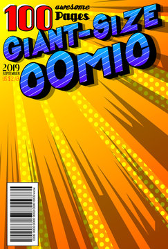 Editable comic book cover with abstract background. Vector illustration style cartoon.