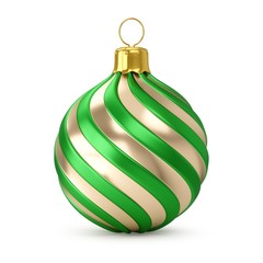 3D rendering Golden Green Christmas Ball on a white background