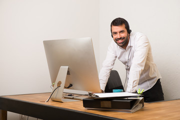 Telemarketer man in a office