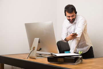 Telemarketer man in a office