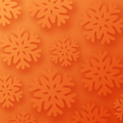 Orange winter card with snowflakes for seasonal, Christmas and New Year decoration.