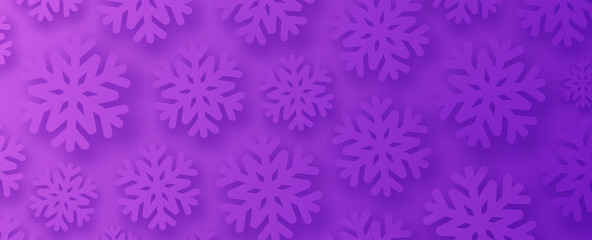 Purple winter banner with snowflakes for seasonal, Christmas and New Year decoration.
