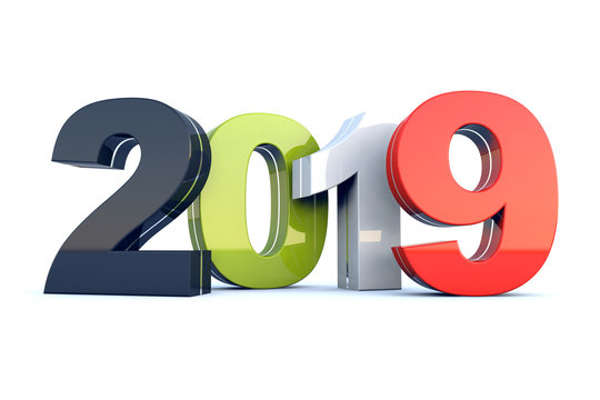 Happy New Year 2019 colorful calendar background