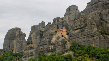 Fototapeta na wymiar Meteora Rocks and pinnacles with monastery, Trikala region, Greece