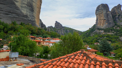 Meteora Rocks and monasteries of meteors Greece, beautiful monasteries on tops of rocks. Kalampaka...
