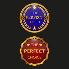 Perfect choice badge on black background.