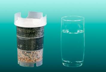 Water purification filter and a glass of clean drinkable water
