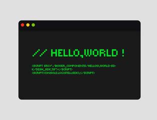 Hello world code illustration © Oleksii Bezrodnii