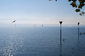 Coast of Lindau, Bodensee, Germany. Position in Lindau 