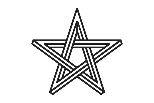 Pentagram sign - five-pointed star. Magical symbol of faith. Simple flat dark illustration.