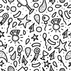 Winner sketch seamless pattern. Vector quote.