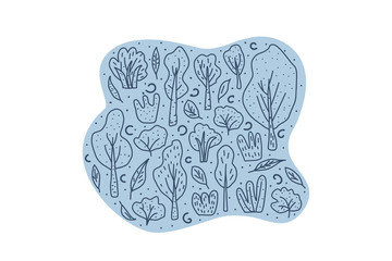 Trees and bushes vector set for social media design.