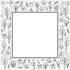 Trees and bushes vector set for social media design.