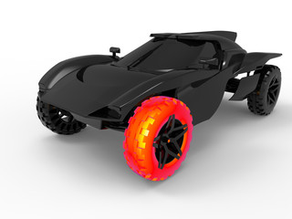 3D render - car tire analysis concept