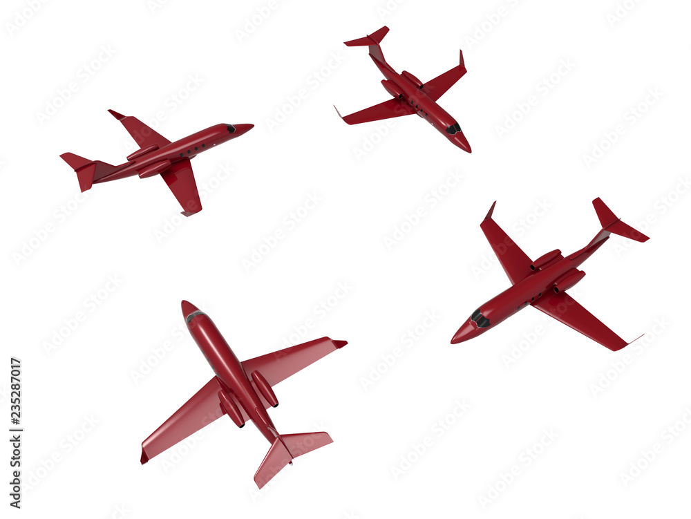 Poster 3d render - plane four different views