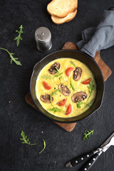 Omelette with mushrooms and vegetables - obrazy, fototapety, plakaty