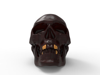3D render - wooden human skull