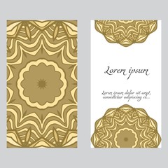 Design Vintage cards with Floral mandala pattern and ornaments. Vector template. Islam, Arabic, Indian, Mexican ottoman motifs. Hand drawn background