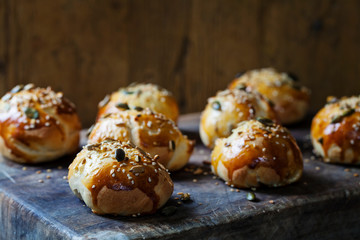 Freshly baked brioche buns