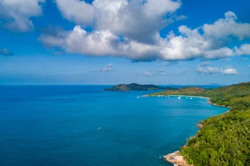 Foto op Plexiglas Aerial view of beautiful island at Seychelles in the Indian Ocean. Top view from drone © gawriloff