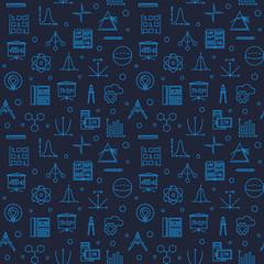 STEM Science vector dark blue seamless pattern in thin line style © tentacula
