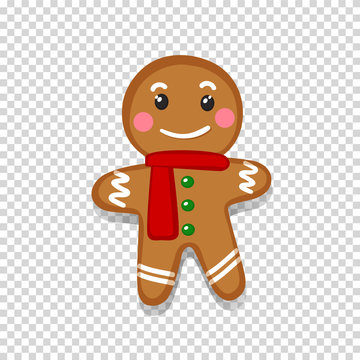 Vector illustration of an isolated gingerbread man on transparent background.