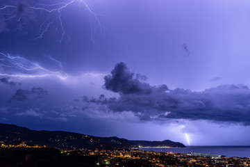 Lightning on the Ligurian Sea, Tigullio gulf - Chiavari, Lavagna and Sestri Levante