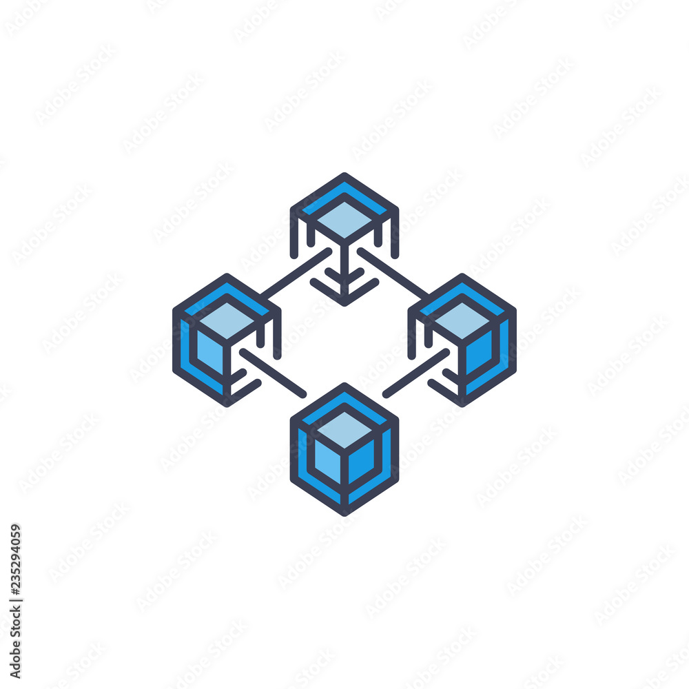 Poster vector blockchain icon. cryptocurrency and block-chain concept symbol