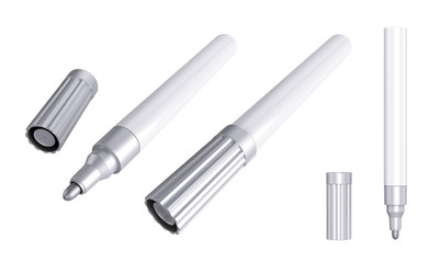 Open and closed markers isolated on white background, 3D rendering