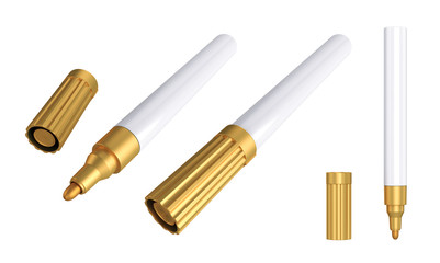 Open and closed markers isolated on white background, 3D rendering