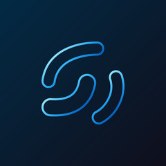Lactobacillus Probiotics vector outline blue icon or design element on dark background