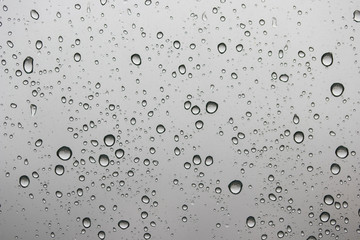 Water drops on a transparent glass background, abstract pattern