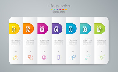 Fototapeta na wymiar Infographics design vector and business icons with 7 options.
