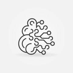 Artificial Intelligence brain concept outline icon or logo element