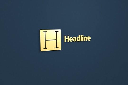 Illustration of Headline with yellow text on blue background