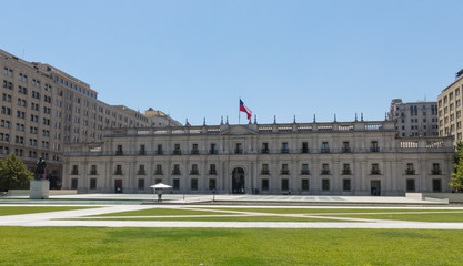 Naklejka premium View of the presidential palace, known as La Moneda, in Santiago, Chile