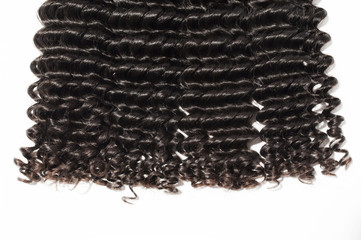 Deep wave curly black human hair weaves extensions bundle - obrazy, fototapety, plakaty