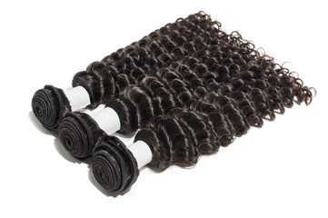 Deep wave curly black human hair weaves extensions bundle