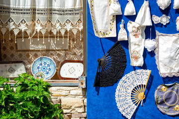 Lefkaritika or Lefkara Lace, traditional embroidery at Pano Lefkara. Larnaca district, Cyprus