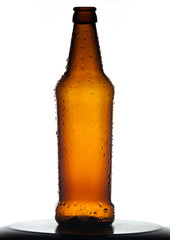 Glass bottle on bright, white background