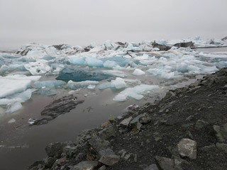 Glacial lake with icebergs. Jökulsárlón, Iceland