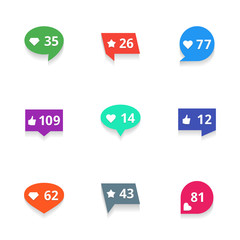 Vector counter notification icons set on white background