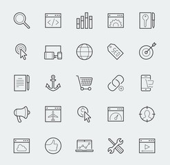 Thin line web icons set - Search Engine Optimization or SEO