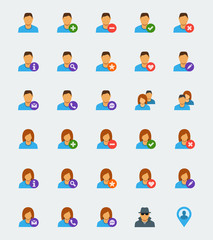 User avatar icon set in flat style