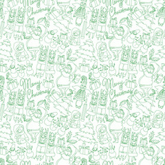 merry christmas pattern green on white