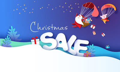 2019 New Year Sale design card with Santa Claus