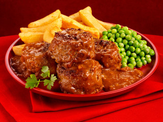 FAGGOTS, CHIPS AND PEAS
