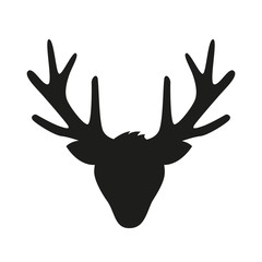 reindeer head with big antlers silhouette isolated on white background vector illustration EPS10