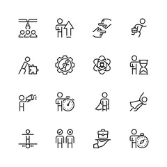 Business, job and personal development icon set in thin line style