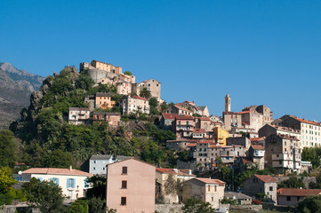 Fototapeta na wymiar View of the city of Corte, the capital of the island of Corsica